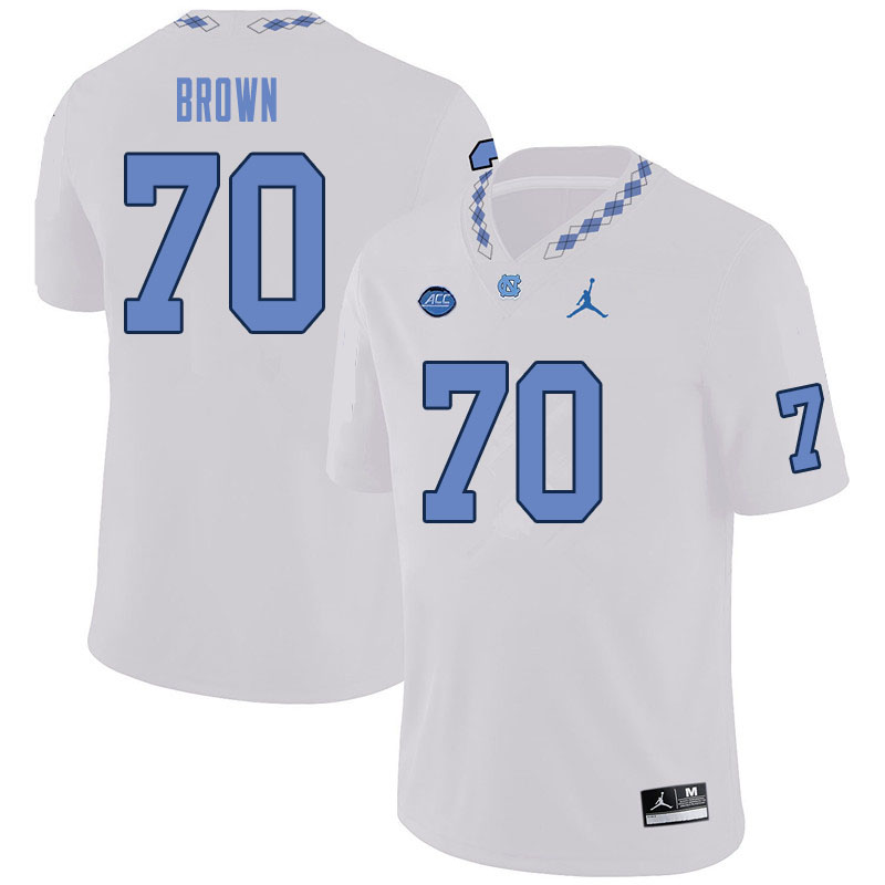 Men #70 Noland Brown North Carolina Tar Heels College Football Jerseys Sale-White